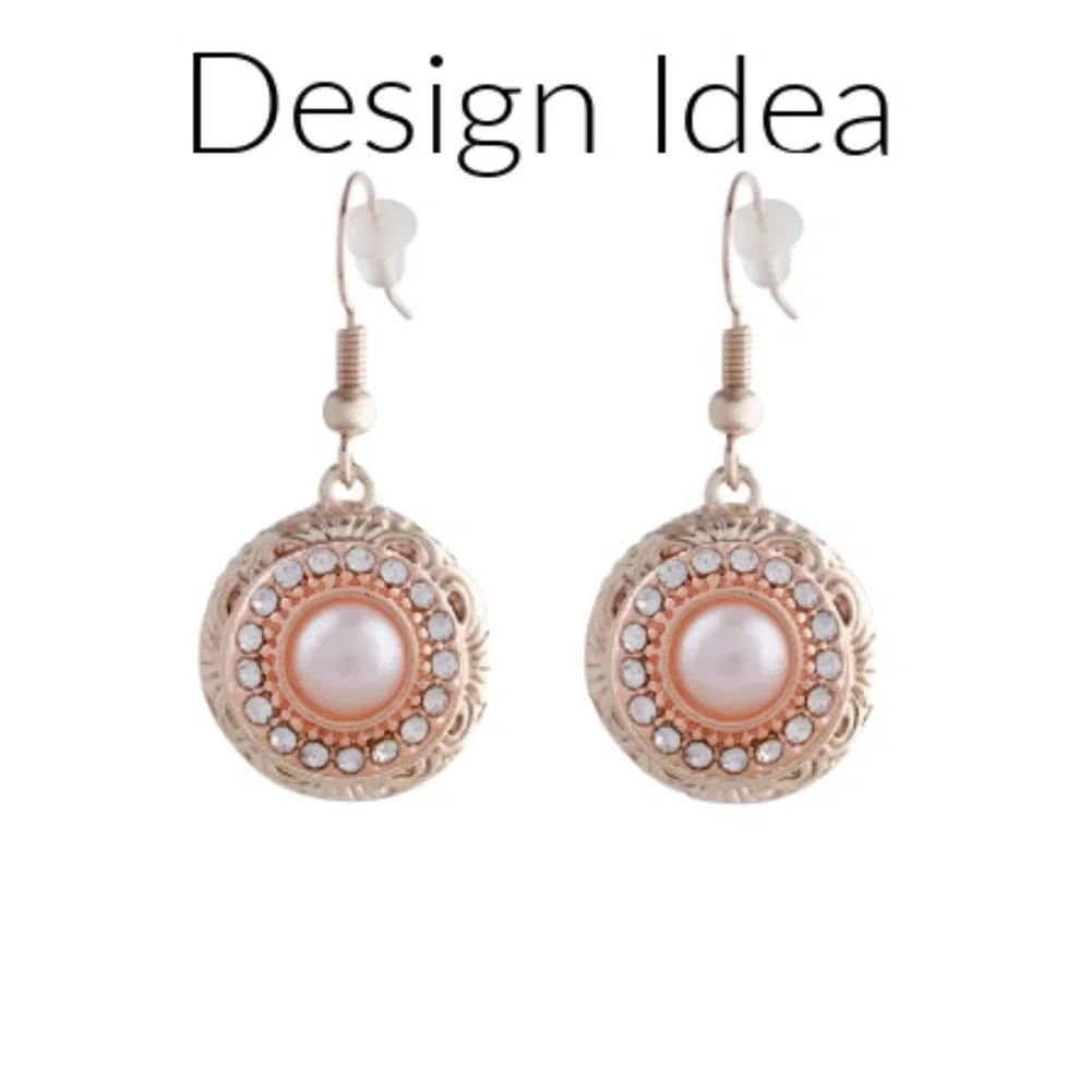 Snap Charm Rose Gold Plated Drop Earrings for Mini Petite Snaps 12mm - Picture 3 of 4